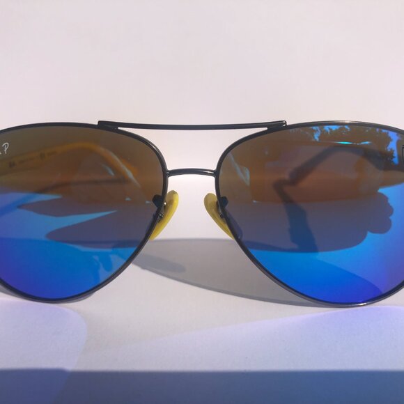 NEW RAY BAN RB8313M/003-HO Ferrari Gunmetal Yellow Mirror Polarized Italy Made - Picture 2 of 8